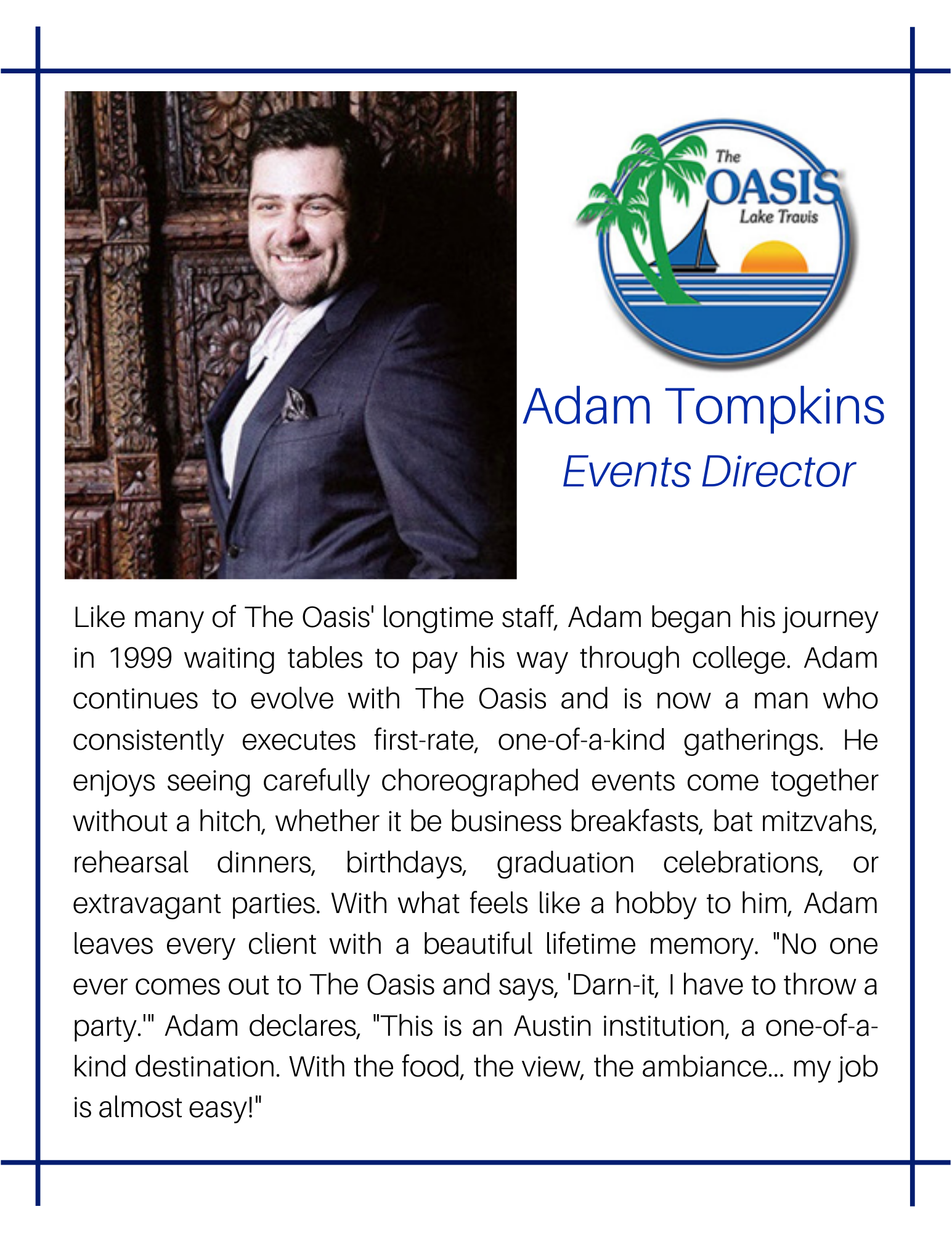 Events Director Adam Tompkins