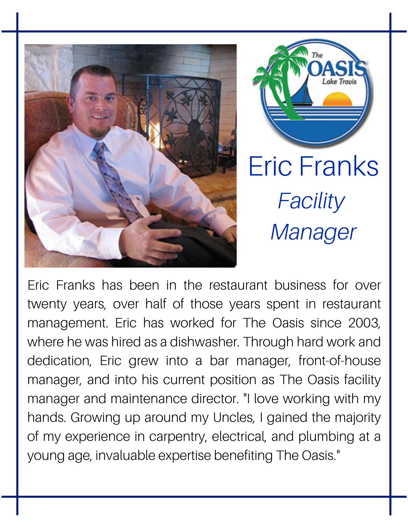 Facility Manager Eric Franks